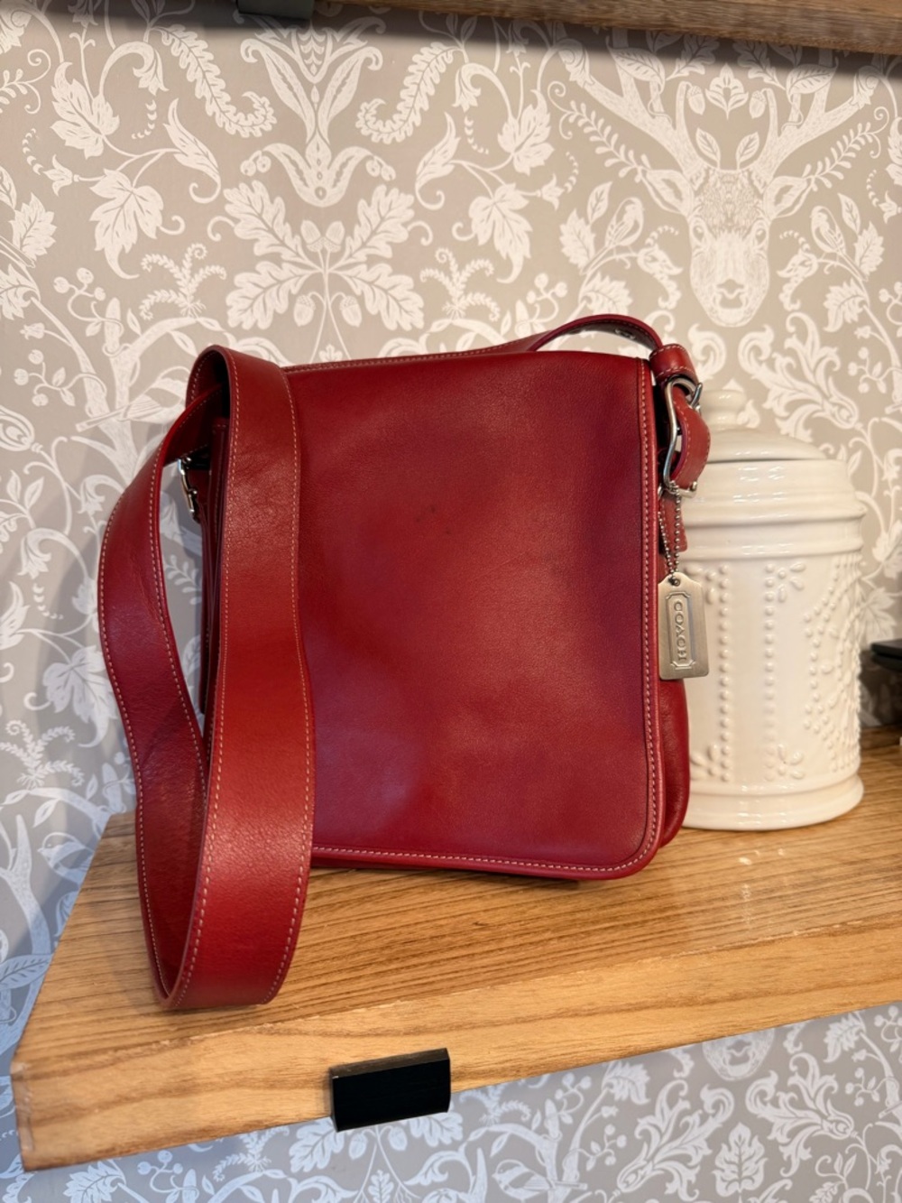 Coach Legacy Vintage Red Leather Saddle Studio Flap Crossbody Bag 9335